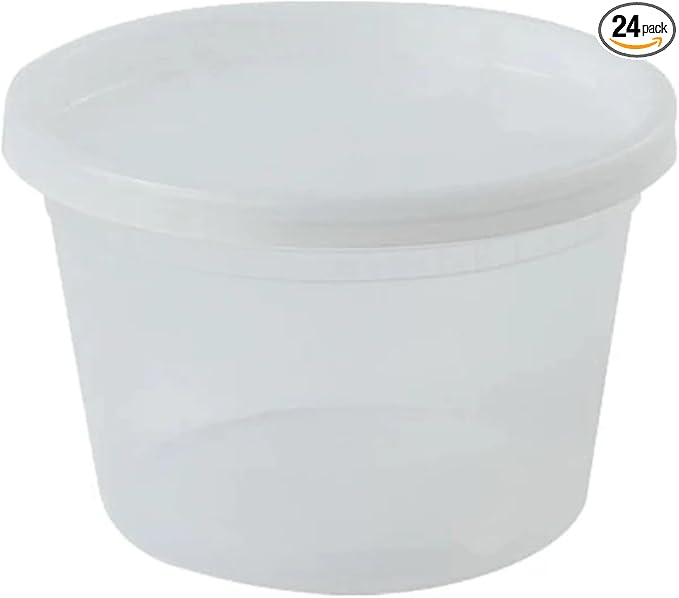 16 Oz Deli Containers with Lids | Heavy Duty BPA Free Food Storage Cups for Soup Meal Prep Slime Leftovers | Microwave Freezer Safe Reusable Round Containers | 24 Count by Unknown