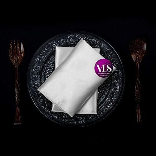 VDS - 50 Pieces | Satin Napkins 12 x 12 Inch Square | Kitchen & Dinner Table Napkins Cloths Handkerchief for Restaurant Bistro Wedding Christmas Birthday Party Dinner Decoration (White) - Image 4