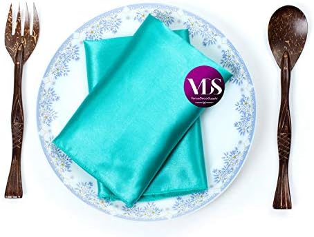 VDS - 200 Pieces | Satin Napkins 12 x 12 Inch Square | Kitchen & Dinner Table Napkins Cloths Handkerchief for Restaurant Bistro Wedding Christmas Birthday Party Dinner Decoration (Sea Green) - Image 4