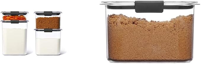 Rubbermaid Brilliance Pantry Airtight Food Storage Container, BPA-Free Plastic, Small, 8-Piece & Container, BPA-Free Plastic, Brilliance Pantry Airtight Food Storage, Open Stock, Brown Sugar (7.8 Cup) by Unknown