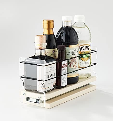 Sliding Spice Rack Organizer for Cabinets - Pull Out Shelves for Upper Kitchen Cabinets - Cabinet Organizer/Storage - 1 Tier - 3.45" x 5.0" x 10.6"(Cream, Partially Assembled) by VerticalSpice