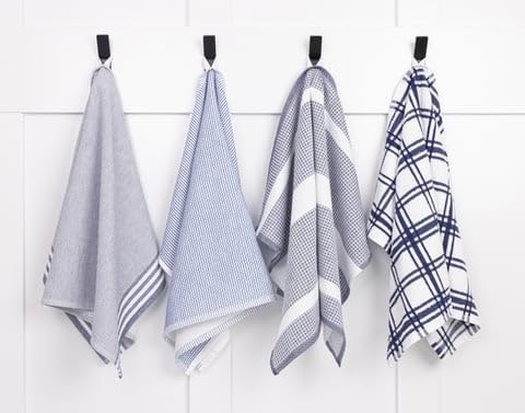 MÜkitchen Premium Kitchen Towels, 20x30 inches, 100% Cotton, Set of 4 (Ink Blue) - Image 2