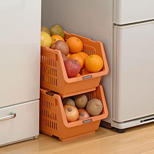JapanBargain 4670, Japanese Stackable Storage Bin Kitchen Pantry Organizers Food Basket for Fruit Potato Condiments and Spices, Made in Japan - Image 3