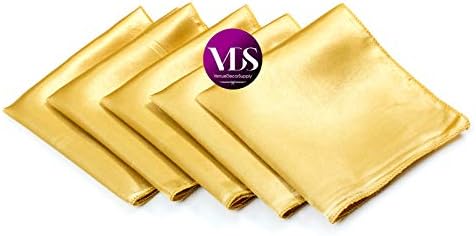 VDS - 75 Pieces | Satin Napkins 12 x 12 Inch Square | Kitchen & Dinner Table Napkins Cloths Handkerchief for Restaurant Bistro Wedding Christmas Birthday Party Dinner Decoration (Gold) - Image 2