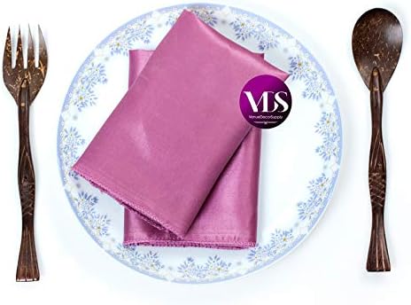 VDS - 50 Pieces | Satin Napkins 12 x 12 Inch Square | Kitchen & Dinner Table Napkins Cloths Handkerchief for Restaurant Bistro Wedding Christmas Birthday Party Dinner Decoration (Dusty Pink) - Image 4