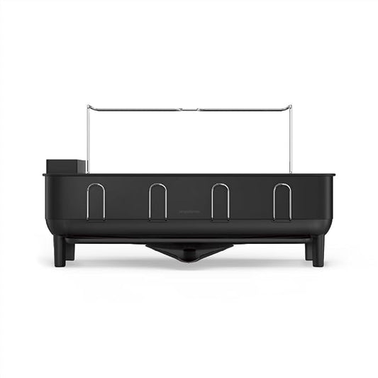 simplehuman Steel Frame Dishrack, Large Capacity Dish Drying Rack, 360º Easy Drain Swivel Spout, Utensil & Wine Glass Holder, Anti-Residue Coating, Moisture Control Surface, Matte Black by Unknown