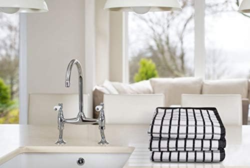 Urban Villa Kitchen Towels Black/White Set of 3 Terry Kitchen Towels 100% Cotton Ultra Soft Size 20X30 Inches Highly Absorbent Over Sized KitchenTowels with Hanging Loop KitchenTowels - Image 5