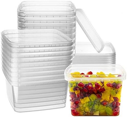 16 oz Deli Containers with Lids 20 Pack, Square Clear Plastic Containers with Lids BPA Free, Airtight Soup Containers with Lids for Meal Prep, Take Out & Food Storage by NYHI