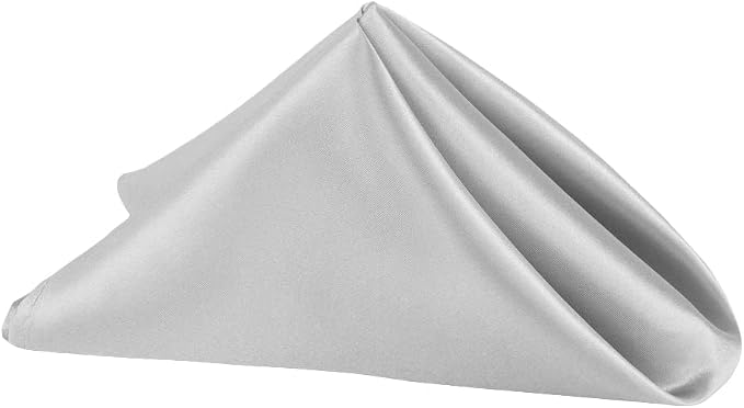 CVL 50 Pk, Satin Napkin 20"x20" Square Edge: Hemmed Material: 100% Polyester - Silver by Unknown