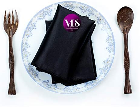 VDS - 75 Pieces | Satin Napkins 12 x 12 Inch Square | Kitchen & Dinner Table Napkins Cloths Handkerchief for Restaurant Bistro Wedding Christmas Birthday Party Dinner Decoration (Black) - Image 4