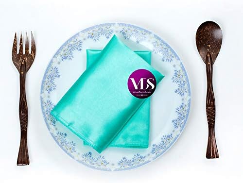 VDS - 100 Pieces | Satin Napkins 12 x 12 Inch Square | Kitchen & Dinner Table Napkins Cloths Handkerchief for Restaurant Bistro Wedding Christmas Birthday Party Dinner Decoration (Mint) - Image 4