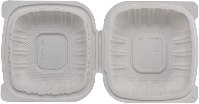 TIYA Clamshell Food Containers - White Bulk 150 Pack, 6x6 in - BPA-Free Plastic To-Go Containers - Microwavable, Hinged, Tall Reusable Clamshells - Great for Meal Prep - Image 5