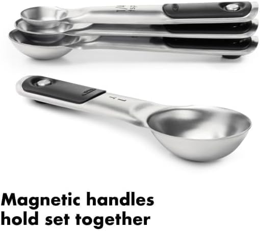 OXO Good Grips 4 Piece Stainless Steel Measuring Spoons with Magnetic Snaps, (Pack of 2) - Image 3