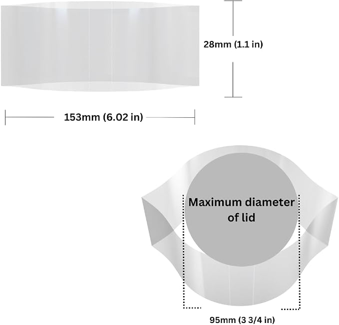 153 x 28 mm Clear Perforated Shrink Band for Canisters, Wide Mouth Mason Jars, Plastic Jars and More. [Compatible Diameter: 3 3/4”] - Bundle of 100 - Image 2