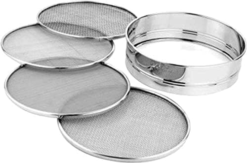 Flour Sifter, Stainless Steel Fine Mesh Strainers Flour Sieve, Sieve Fine Mesh Kitchen Home Flour Sieve with 4 Different Design Shape Disks (Jaali), Aata Chalani Durable Professional Round - Silver by Unknown