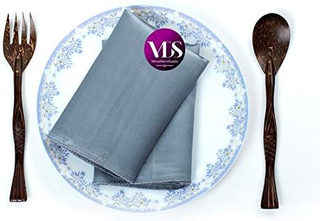 VDS - 200 Pieces | Satin Napkins 12 x 12 Inch Square | Kitchen & Dinner Table Napkins Cloths Handkerchief for Restaurant Bistro Wedding Christmas Birthday Party Dinner Decoration (Light Grey) - Image 4