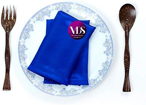 VDS - 75 Pieces | Satin Napkins 12 x 12 Inch Square | Kitchen & Dinner Table Napkins Cloths Handkerchief for Restaurant Bistro Wedding Christmas Birthday Party Dinner Decoration (Royal Blue) - Image 4