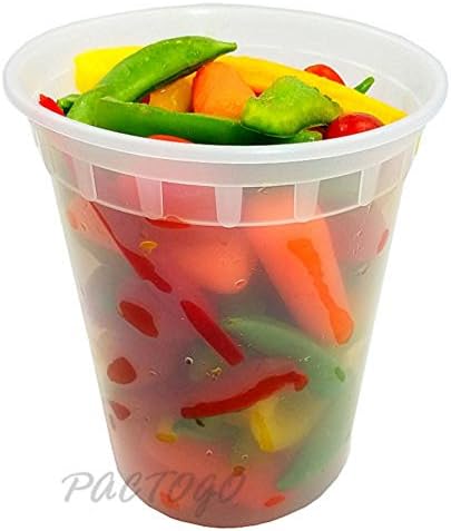 32 oz. Heavy Duty Round Deli Food Soup Plastic Container w/Lid 100% BPA Free (Pack of 24 Sets) - Image 2