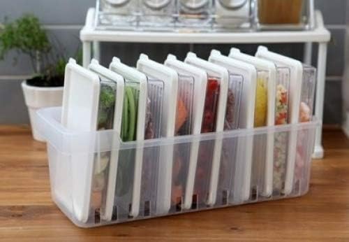 Kitchen Refrigerator Organizer, Fridge and Freezer Storage Trays Large+Food Containers with Lids L1(6P)+L2(2P), Set of 9, Premium A - Image 2