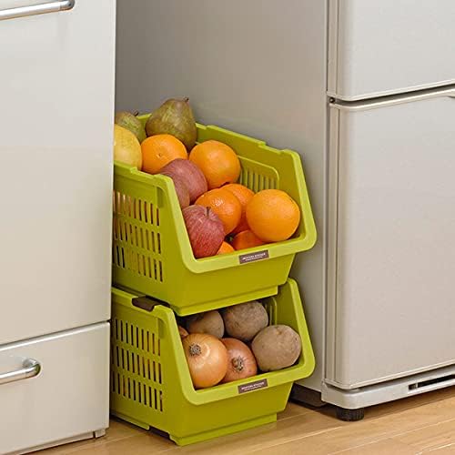 JapanBargain 4671x6, Set of 6 Japanese Stackable Storage Bin Kitchen Pantry Organizers Food Basket for Fruit Potato Condiments and Spices, Made in Japan - Image 7