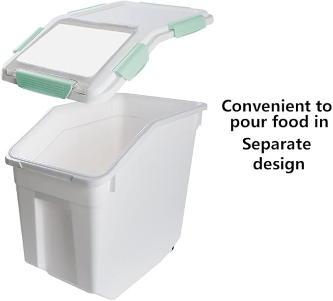 Saim Large Flour Storage Container 25 lbs, Rice Container with Wheels Measuring Cup, 2 Pack BPA free Food Bin Grain Organizer Box for Dry Baking Supplies Kitchen Pantry Cereal (Green) - Image 3