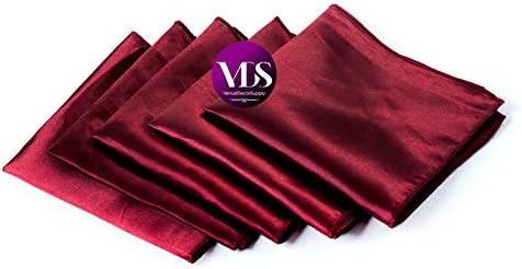 VDS - 125 Pieces | Satin Napkins 12 x 12 Inch Square | Kitchen & Dinner Table Napkins Cloths Handkerchief for Restaurant Bistro Wedding Christmas Birthday Party Dinner Decoration (Maroon) - Image 2