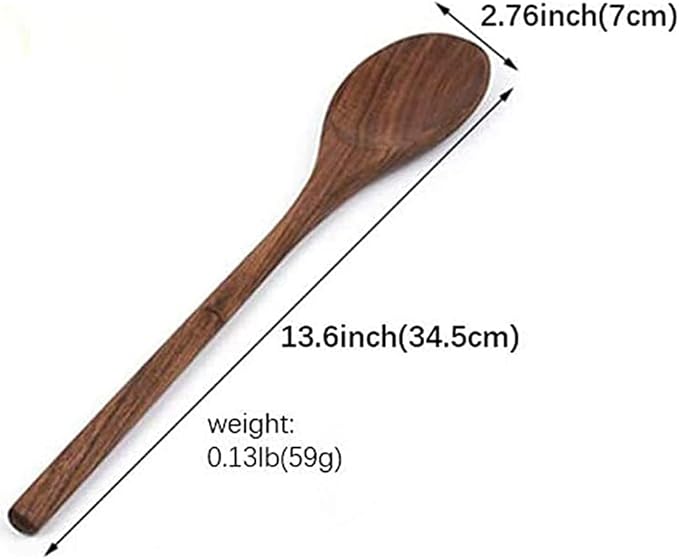 3PCS Wooden Spoon for Cooking 13.6" Slotted Spoon Walnut Wood Mixing Spoon for Soup Stirring Nonstick Kitchen Serving Spoons Scooper Utensil Long Comfortable Handle Finish Tableware - Image 3