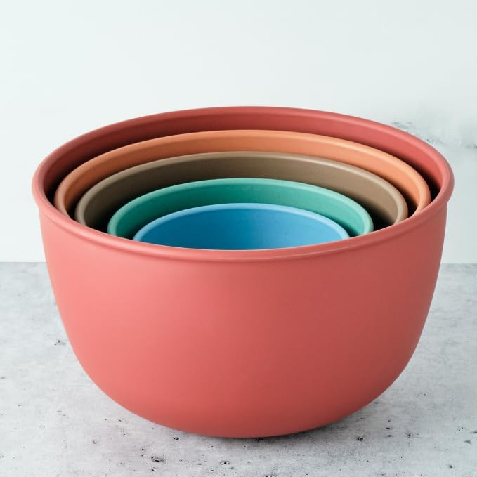 Bamboozle Mixing Bowls | 5 Piece Plant-Based Nesting Bowl Set | Matte Finish | Multi-Color | Dishwasher and Microwave Safe | Desert Bloom - Image 4