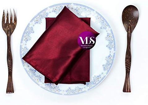 VDS - 200 Pieces | Satin Napkins 12 x 12 Inch Square | Kitchen & Dinner Table Napkins Cloths Handkerchief for Restaurant Bistro Wedding Christmas Birthday Party Dinner Decoration (Burgundy) - Image 4
