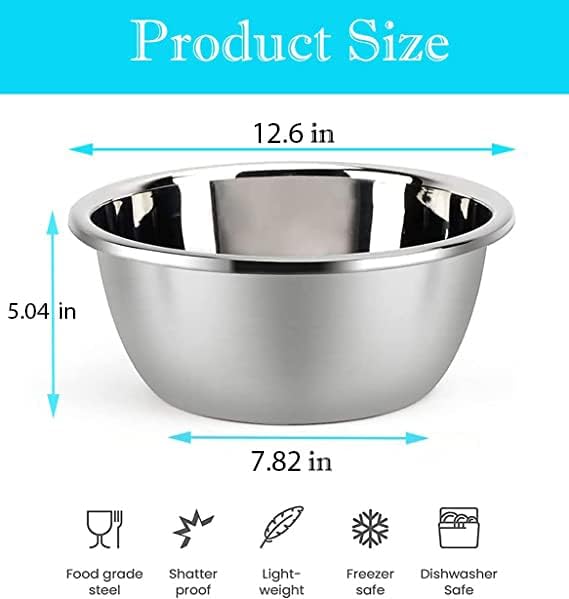 meleg otthon Stainless Steel Mixing Bowls, 8.5QT Salad Bowl, Metal Bowls With water filter basin, Stainless Steel Basin, Heavy Duty Deeper Edge Mirror Finish Dishwasher Safe Bowl (XXL)… - Image 2