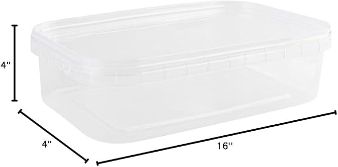 24 oz Rectangular Clear Food Storage Containers with Lids - Stackable, Tamper Proof, BPA Free, Recyclable, Space Saver, Airtight Container, Kitchen Storage, Meal Prep, Take Out, Deli Container (15) - Image 4