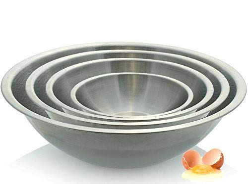 Tiger Chef Large Stainless Steel Standard Weight Mixing Bowls Set, Mirror Finish - Set Includes 13, 16, 20, and 30 Quart. - Image 2
