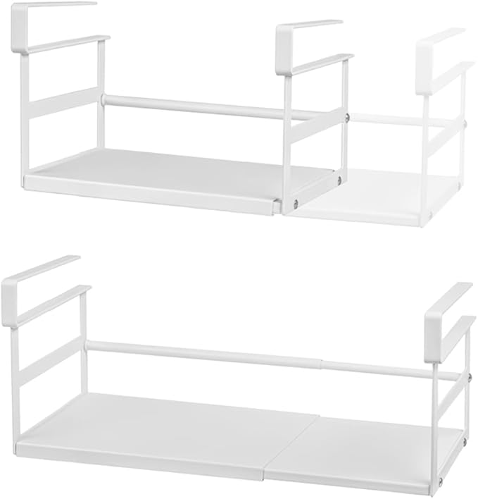 Under Shelf Storage Basket, 2-Pack Under Cabinet Shelf Organizer | Expandable Hanging Basket Holds 35 lbs Add-On Kitchen Pantry Cupboard Counter Laundry 10.04-16.81" W x 7.2" D x 5.12"H by Selosiz