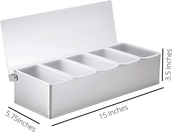 TableCraft Condiment Caddy, Pizza Topping Station, Stainless Steel Base - Image 3