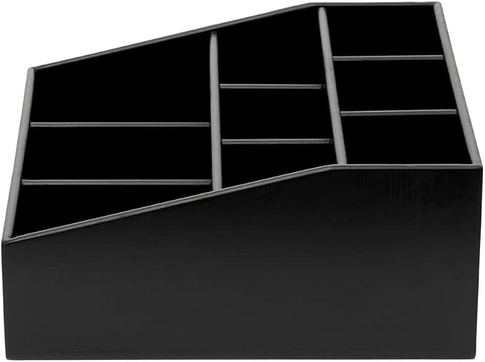 Restaurantware-11.75 x 5.5 Inch Coffee Condiment Organizer, 1 Square Creamer Organizer - 9 Compartments, Break-Resistant, Black Bamboo Coffee Accessory Caddy, Won't Chip, For Sugar Packets & Creamers - Image 11