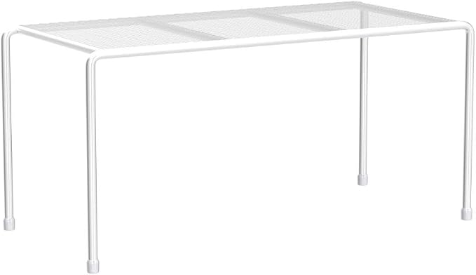 Extendable Metal Wire Shelf Organizer - Adjustable 15-24.4in Length, Stackable Storage Rack for Kitchen, Pantry, Bathroom, Shoe Cabinet & Tool Closet (1 Pack, White) - Image 5