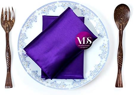VDS - 50 Pieces | Satin Napkins 20 x 20 Inch Square | Kitchen & Dinner Table Napkins Cloths Handkerchief for Restaurant Bistro Wedding Christmas Birthday Party Dinner Decoration (Purple) - Image 4