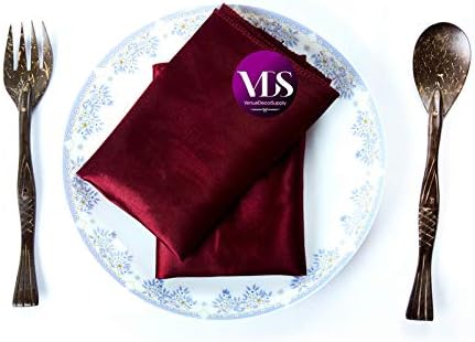 VDS - 200 Pieces | Satin Napkins 12 x 12 Inch Square | Kitchen & Dinner Table Napkins Cloths Handkerchief for Restaurant Bistro Wedding Christmas Birthday Party Dinner Decoration (Maroon) - Image 4