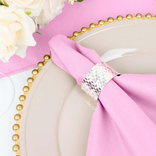 Efavormart Premium Cloth Napkins Set of 10, 20x20 Inch Pink Seamless Dinner Napkins, Washable Linen Table Napkin Cloth with Hemmed Edges for Weddings, Party and Banquet - Image 6