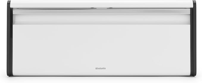 Brabantia Rectangular Fall Front Bread Box | White | Large Metal Front Opening Bread Store for Kitchen Countertop | Flat Top for Extra Storage, Magnet Closing Lid | Fits 2 Loaves by Unknown