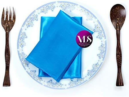 VDS - 200 Pieces | Satin Napkins 12 x 12 Inch Square | Kitchen & Dinner Table Napkins Cloths Handkerchief for Restaurant Bistro Wedding Christmas Birthday Party Dinner Decoration (Blue) - Image 4