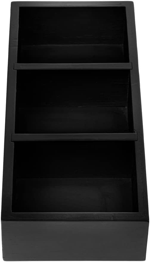 Restaurantware-9.5 x 4.25 x 2 Inch Coffee Condiment Organizer, 1 Rectangle Creamer Organizer - 3 Compartments, Black Bamboo Coffee Accessory Caddy, Won't Chip, For Tea And Sugar Packets - Image 11