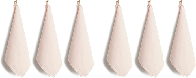 Linen World Linen Kitchen Towels 14 x 28 Inch,Decorative Tea/Kitchen Towels Set of 6,Stone Washed European Flax Dish Towels,Blush Pink by LLinenWorld