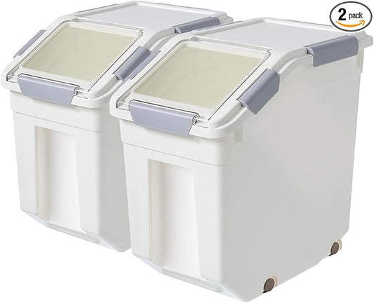 CITY BABY 2 Pack Airtight Flour Storage Container With Scoop,Dry Food, Sugar, Baking Supplies,Rice Container Set -BPA Free- Pet Food Storage Container,Dog Cat Birds Food Bin(50LB) by CITY+BABY