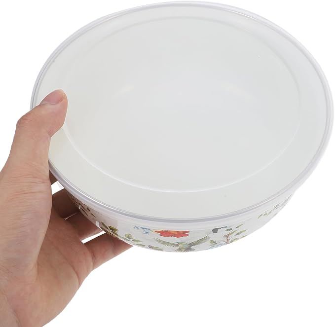 Cabilock 5-Piece Enamel Mixing Bowl Set with Lids - Vintage Nesting Food Storage Containers for Salad, Soup & Leftovers - Retro Farmhouse Kitchen Bowls, Space-Saving, Red - Image 4