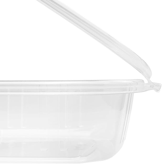 Karat 24oz - 200 ct PET Clamshell Square Deli Containers - For Pasta Salads, Fruit, Deli Sides, and Home Meal Prep - Clear Plastic Food Containers I 7.26"x6.2"x2.05" - Image 7