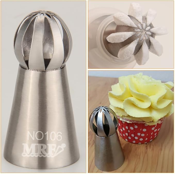 27 Pcs Stainless Steel Seamless Russian Flower Ball Piping Tips Set | Big&Small Twist Ball Piping Tips, Stainless Steel Cupcakes Icing Nozzles For Pastry Cupcakes Cakes Cookies Decorating - Image 9