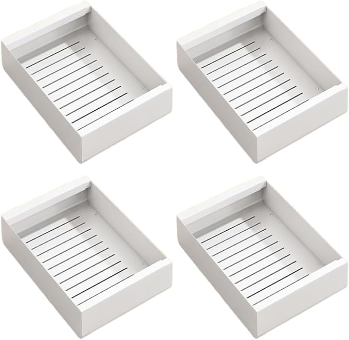 4pack Pull Out Under Sink Organizer – Expandable Sliding Cabinet Shelf for Kitchen, Bathroom, Pantry – Heavy Duty Metal Storage Rack for Cleaning Supplies and Bottles (White, 12.5-19.6 x 21 Inch) by Unknown