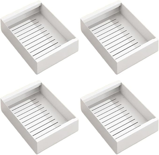 4pack Pull Out Under Sink Organizer – Expandable Sliding Cabinet Shelf for Kitchen, Bathroom, Pantry – Heavy Duty Metal Storage Rack for Cleaning Supplies and Bottles (White, 12.5-19.6 x 21 Inch) by Unknown