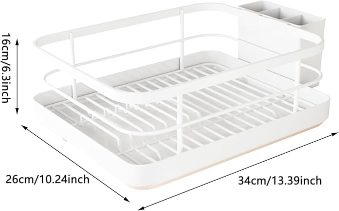 Dish Drying Rack for Kitchen Counter,Large Capacity Dish Drying Rack,Carbons Steel Dishes Drainer with Utensil Holder,Multifunctional Kitchen Utensil Holder with Dishes Racks and Tray (Gold) - Image 6